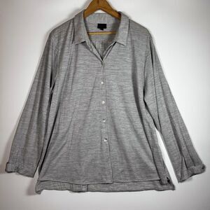 STAPLES Blouse Womens Extra Large Gray Microfiber Button Down Lightweight